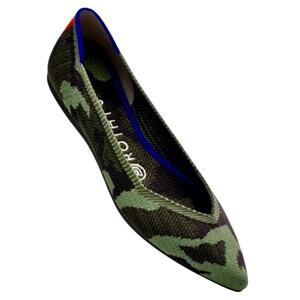 ROTHY'S The Point Camo Print Stretch Knit Ballet Flats Pointed Toe Recycled 6.5